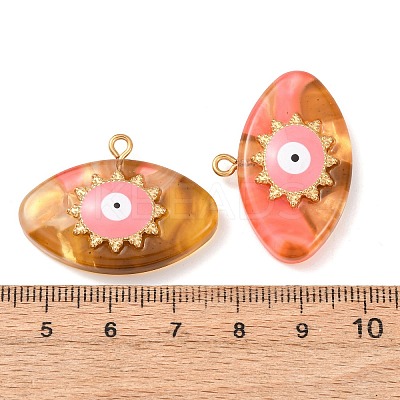 304 Stainless Steel Resin Pendants STAS-F352-07D-05-1