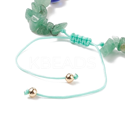 Natural Green Aventurine Chips & Resin Evil Eye Braided Bead Bracelet BJEW-JB08495-07-1