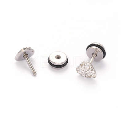 304 Stainless Steel Heart Earlobe Plugs EJEW-I196-04C-1