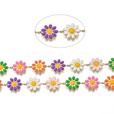 Brass Flower Link Chains CHC-N018-098B-1