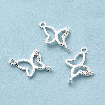 Rack Plating Brass Micro Pave Clear Cubic Zirconia Connector Charms KK-E081-04S-1
