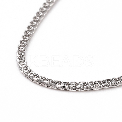 Anti-Tarnish Rhodium Plated 925 Sterling Silver Wheat Chains Necklace for Women STER-I021-02A-P-1
