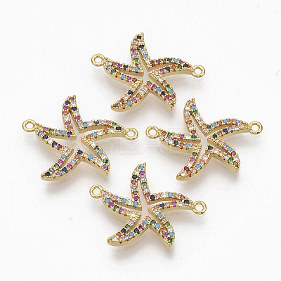 Brass Micro Pave Cubic ZirconiaLinks Connectors ZIRC-T012-96G-1