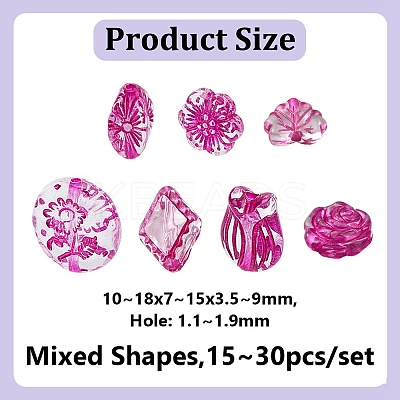Fuchsia Transparent Acrylic Beads TACR-AR0001-28-1