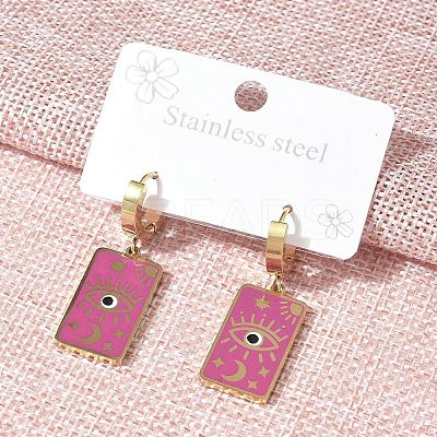 304 Stainless Steel Enamel Hoop Earrings for Women STAS-Z105-01G-03-1