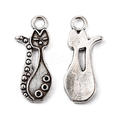 Tibetan Style Alloy Kitten Pendant Settings for Enamel X-PALLOY-A15359-AS-NF-1