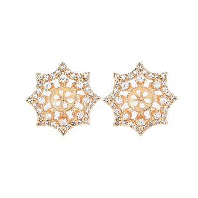 Brass Micro Pave Clear Cubic Zirconia Stud Earring Findings KK-S364-131-1