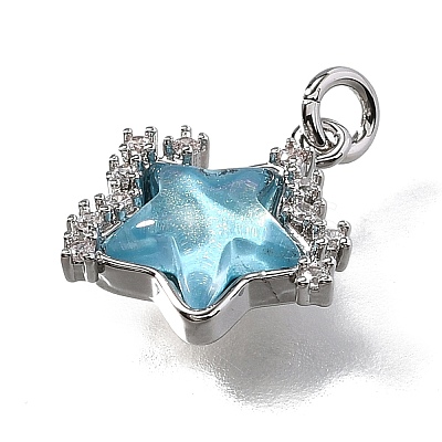 Brass Micro Pave Cubic Zirconia Charms KK-Q043-04P-02-1
