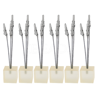 Small Three-Headed Silver Resin Cubic Base Alligator Beak Note Holder AJEW-WH0141-04B-1
