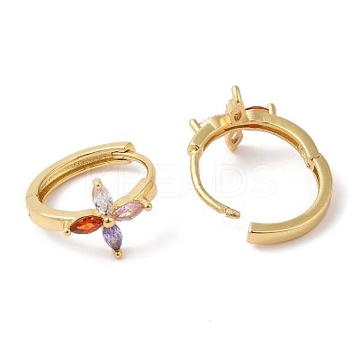 Flower Cubic Zirconia Hoop Earrings EJEW-G348-08G-1