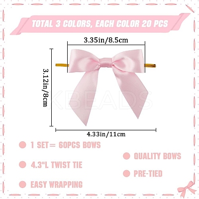 60Pcs 3 Colors Polyester Bowknot DIY-CP0011-48-1