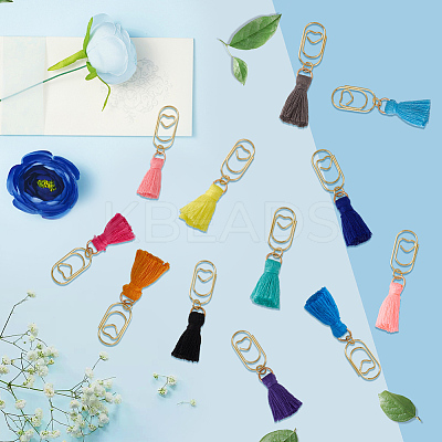 Polycotton(Polyester Cotton) Tassel Bookmark AJEW-BM00005-1