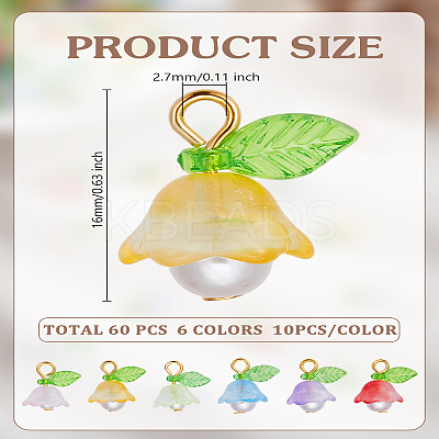 60Pcs 6 Colors Transparent Spray Painted Glass Pendants FIND-PH0024-56-1