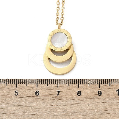 304 Stainless Steel Roman Numeral 3 Ring Pendant Necklaces NJEW-V001-06G-02-1