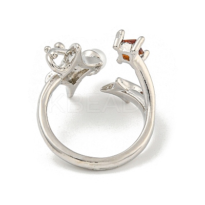 Star Zinc Alloy Rhinestone Open Cuff Ring LS-RJEW-Z048-02P-01-1