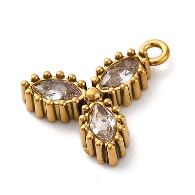 Ion Plating(IP) 304 Stainless Steel Cubic Zirconia Pendants STAS-R141-03G-04-1