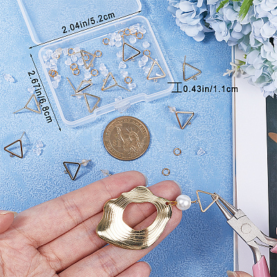 16Pcs Hollow Triangle Brass Stud Earring Findings DIY-CN0002-68-1