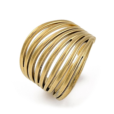 304 Stainless Steel Open Cuff Rings for Women RJEW-F174-04G-1