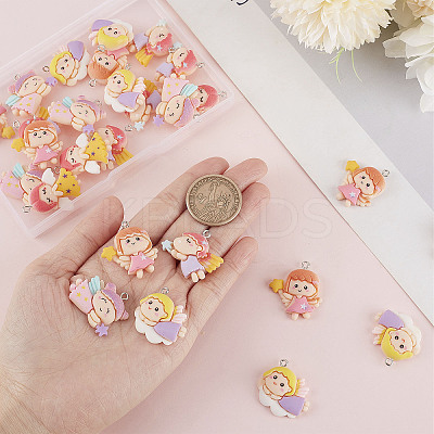 30Pcs 5 Style Opaque Resin Pendants RESI-SC0002-46-1