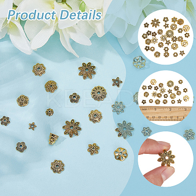 2 Sets Tibetan Style Alloy Bead Caps FIND-SC0019-65AG-1