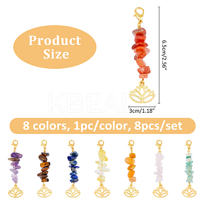 8Pcs 8 Styles Gemstone Pendant Decorations HJEW-FH00002-1