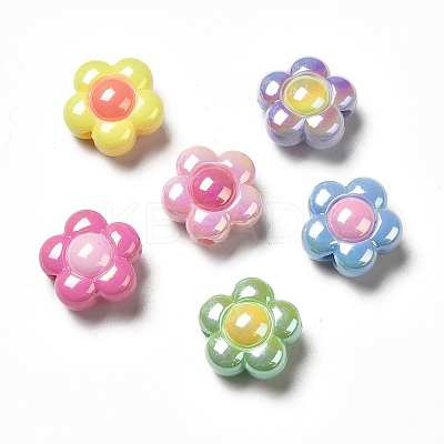 Two Tone UV Plating Rainbow Iridescent Acrylic Beads PACR-J005-03-1