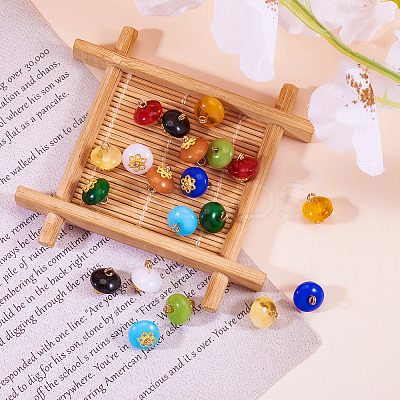 20Pcs 10 Colors Resin Imitation Jade Rondelle Charms FIND-TA0004-62-1