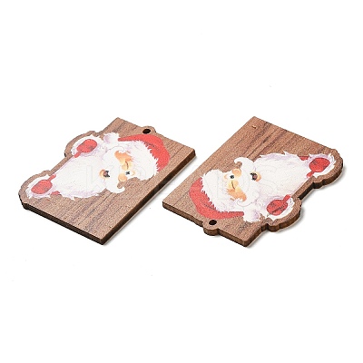Single Face Christmas Printed Wood Pendants WOOD-D025-37-1