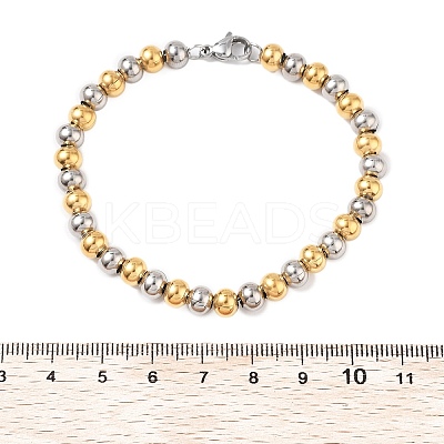 304 Stainless Steel Round Beads Bracelets BJEW-Q038-06GP-1