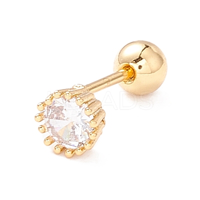 Flat Round Clear Cubic Zirconia Stud Earrings for Women EJEW-A065-04G-1