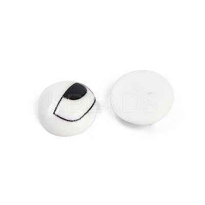 White and Black Flat Round Cartoon Resin Cabochons LS-CRES-Q009-01C-1