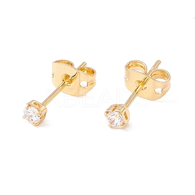 Tiny Clear Cubic Zirconia Square Stud Earrings EJEW-F282-33G-1