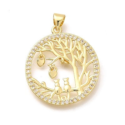 Rack Plating Brass Micro Pave Cubic Zirconia Pendants KK-L226-051G-03-1
