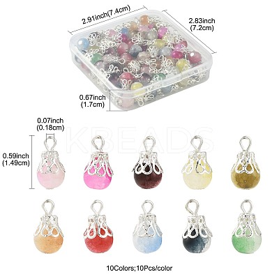 100Pcs 10 Colors Crackle Baking Paint Imitation Jade Glass Charms PALLOY-FS00056-1