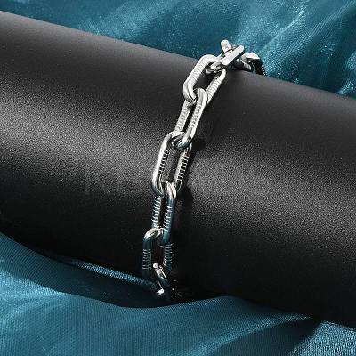 304 Stainless Steel Cable Chain Bracelets for Women Men BJEW-F488-59P-1