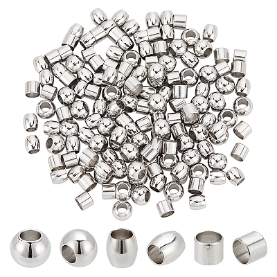 150Pcs 3 Style 304 Stainless Steel European Beads STAS-PH0005-42-1