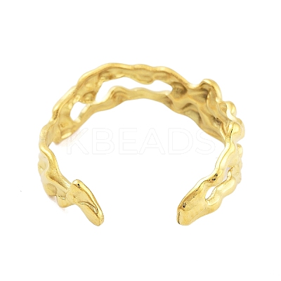 Real 18K Gold Plated 304 Stainless Steel Open Cuff Rings for Women LS-RJEW-B061-01G-06-1