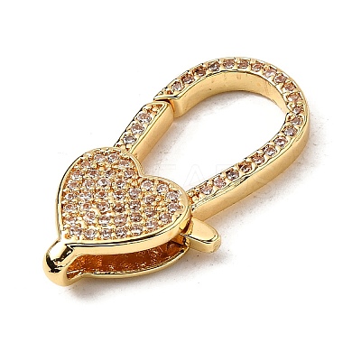 Brass Clear Cubic Zirconia Lobster Claw Clasps KK-Z078-46C-G-1