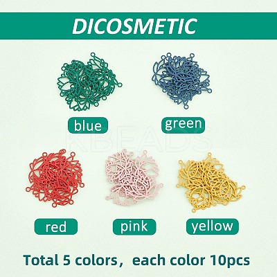 50Pcs 5 Colors Spray Painted 201 Stainless Steel Connector Charms STAS-DC0007-98-1