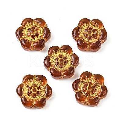 Baking Paint and Golden Metal Enlaced Glass Beads X-DGLA-T004-10M-1