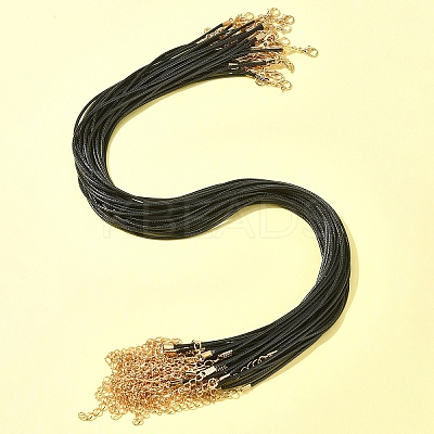 36Pcs Black Waxed Cord Necklace Making NCOR-FS0001-05G-1