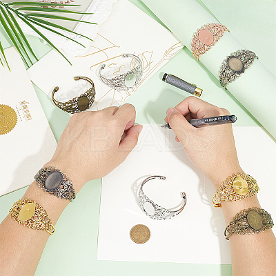 10Pcs 5 Colors Retro Iron Cuff Bangle Making MAK-ME0001-16-1