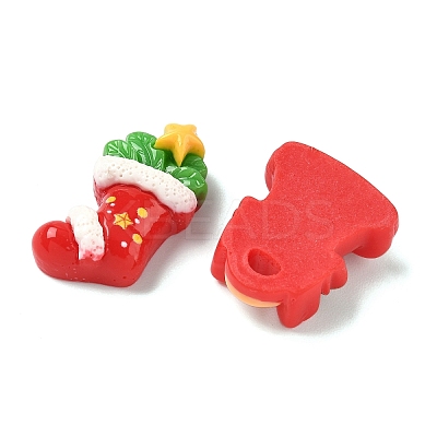 Snowman & Stocking & Bell Christmas Theme Opaque Resin Cabochons RESI-B037-06-1