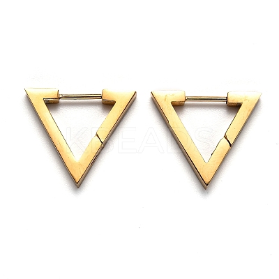 304 Stainless Steel Triangle Huggie Hoop Earrings STAS-J033-02C-G-1