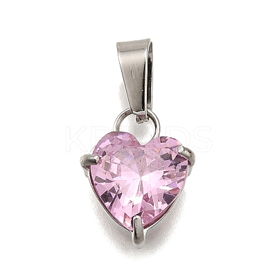 304 Stainless Steel Micro Pave Cubic Zirconia Pendants STAS-B086-13P-02-1