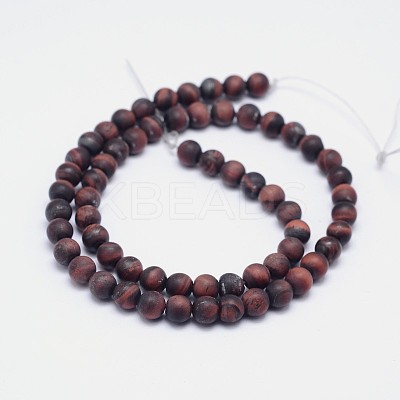 Natural Tiger Eye Round Bead Pendants G-F255-01-6mm-1