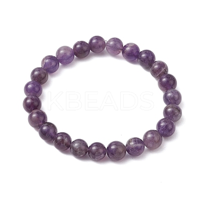 Natural Amethyst Beaded Stretch Bracelets for Women Men BJEW-JB11099-1
