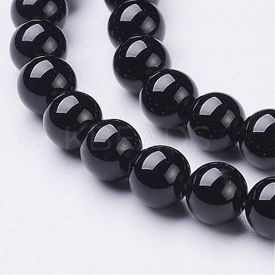 Natural Black Onyx Round Beads Strands GSR6mmC097-1