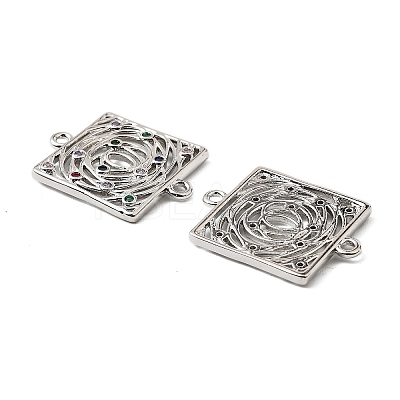 Brass Micro Pave Colorful Cubic Zirconia Hollow Connector Charms KK-K351-58B-P-1