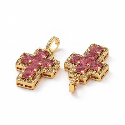 Brass Micro Pave Clear Cubic Zirconia Pendants ZIRC-F135-24G-B-1